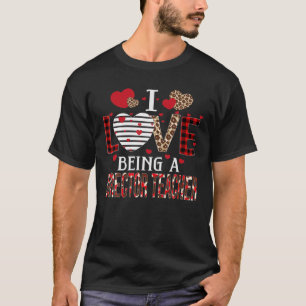 I Love Being A Director Teacher Red Plaid Hearts V T-Shirt
