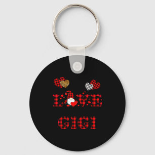 I Love Being A Gigi Gnomes Red Plaid Heart Valenti Key Ring