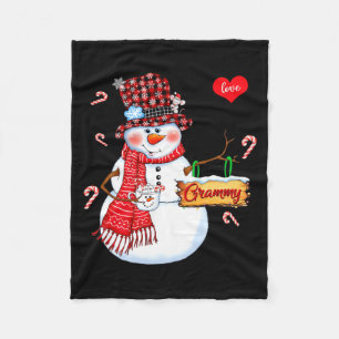 I Love Being A Grammy Snowman Xmas Happy New Merry Fleece Blanket