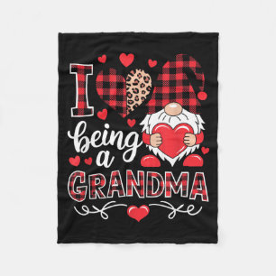 I Love Being A Grandma Gnome Matching Family Valen Fleece Blanket