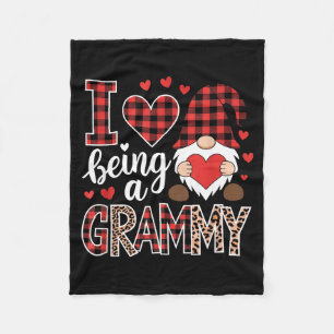 I Love Being A Granmmy Gnome Matching Family Valen Fleece Blanket