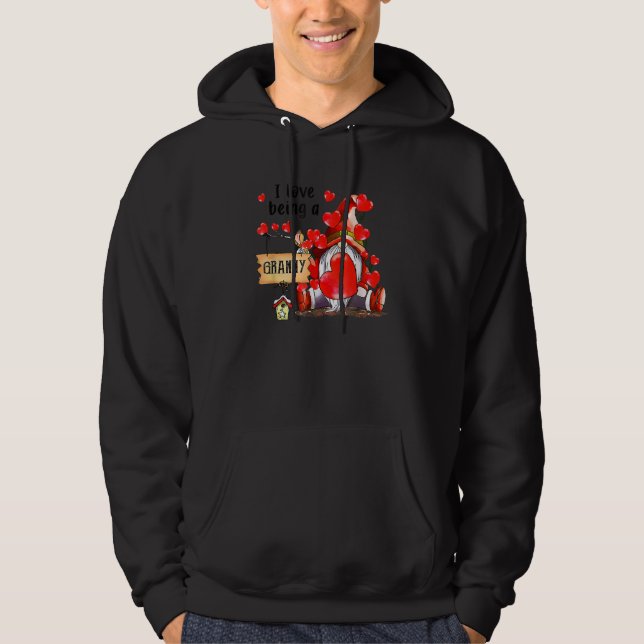 I Love Being A Granny Gnome Granny Heart Valentine Hoodie (Front)