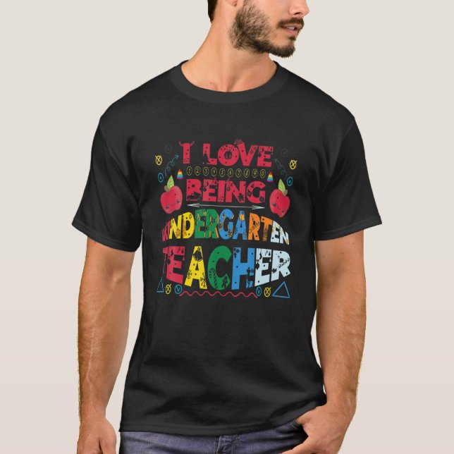 I Love Being A Kindergarten Teacher Flannel Valent T-Shirt (Front)