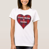 I Love Being a Leslie Clan Red Tartan Plaid Heart