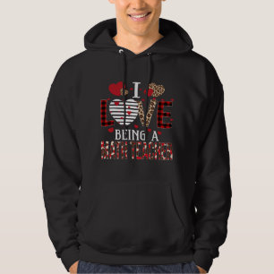 I Love Being A Math Teacher Red Plaid Hearts Valen Hoodie