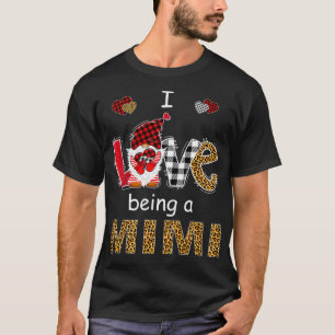 I Love Being A Mimi Love Gnome Leopard Plaid Mothe T-Shirt