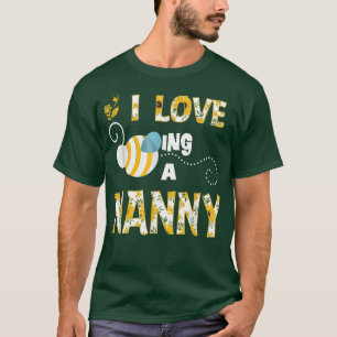 I Love Being A Nanny Sunflower Bee Grandma Women T-Shirt