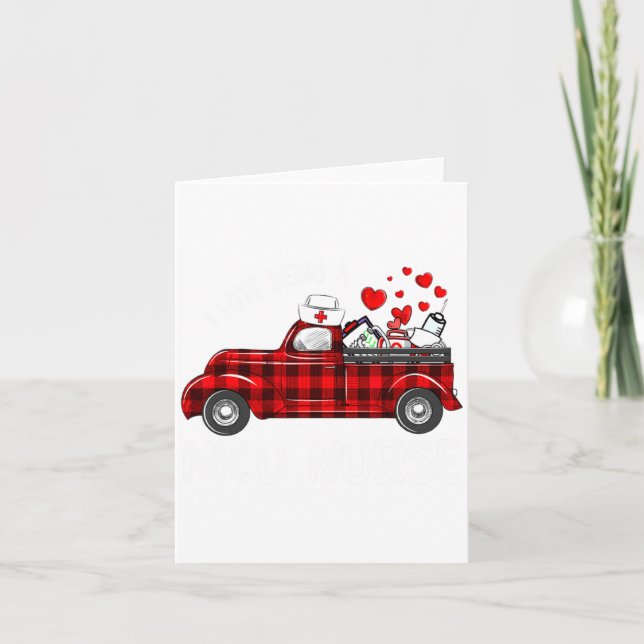 I Love Being A Nicu Nurse Valentine Buffalo Plaid  Card (Front)