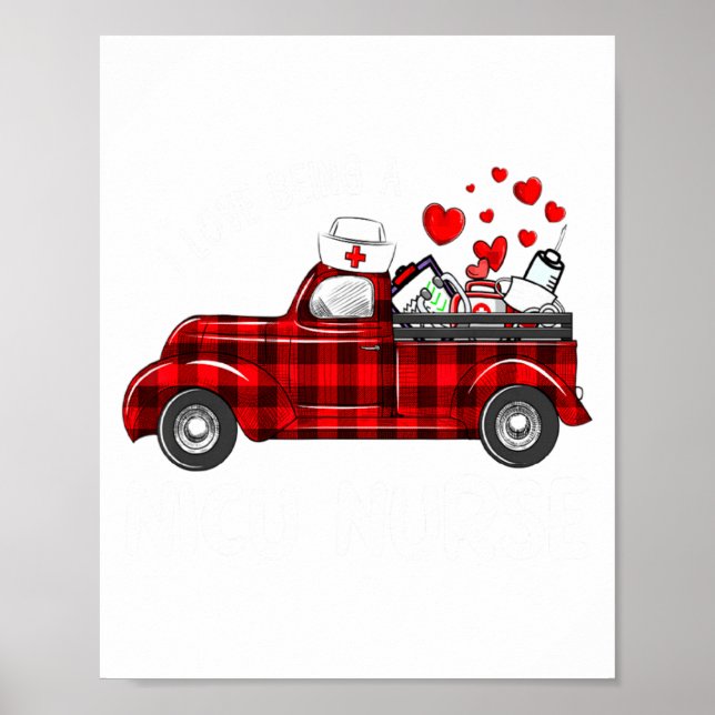 I Love Being A Nicu Nurse Valentine Buffalo Plaid  Poster (Front)