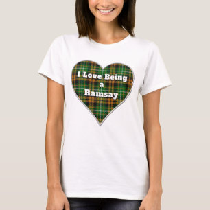 I Love Being a Ramsay Clan Orange Tartan Heart T-Shirt