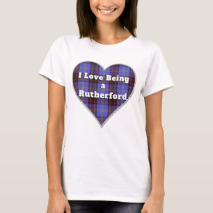 I Love Being a Rutherford Clan Tartan Plaid Heart T-Shirt