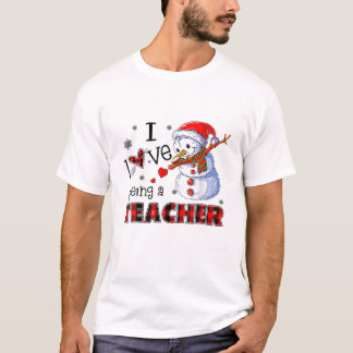 I Love Being A Teacher Christmas Dabbing Snowman D T-Shirt