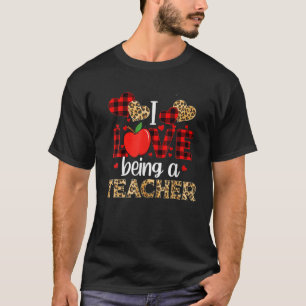 I Love Being A Teacher Ts Leopard Valentines Day T-Shirt