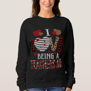 I Love Being A Teachers Aide Red Plaid Hearts Vale Sweatshirt