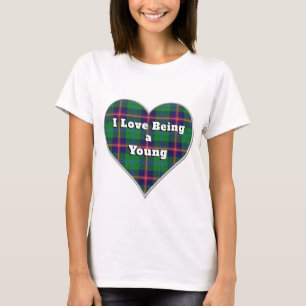 I Love Being a Young Clan Tartan Plaid Heart T-Shirt