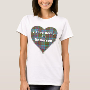 I Love Being an Anderson Clan Tartan Plaid Heart T-Shirt