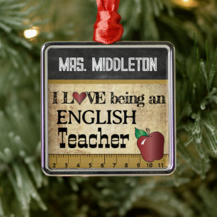 i Love being an English Teacher   Vintage Metal Ornament