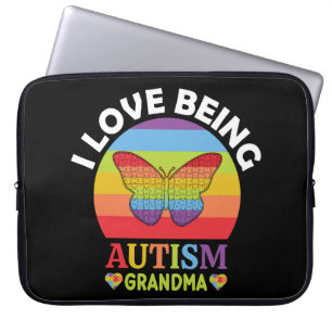 I Love Being Autism Grandma, Gift Autism Grandma Laptop Sleeve