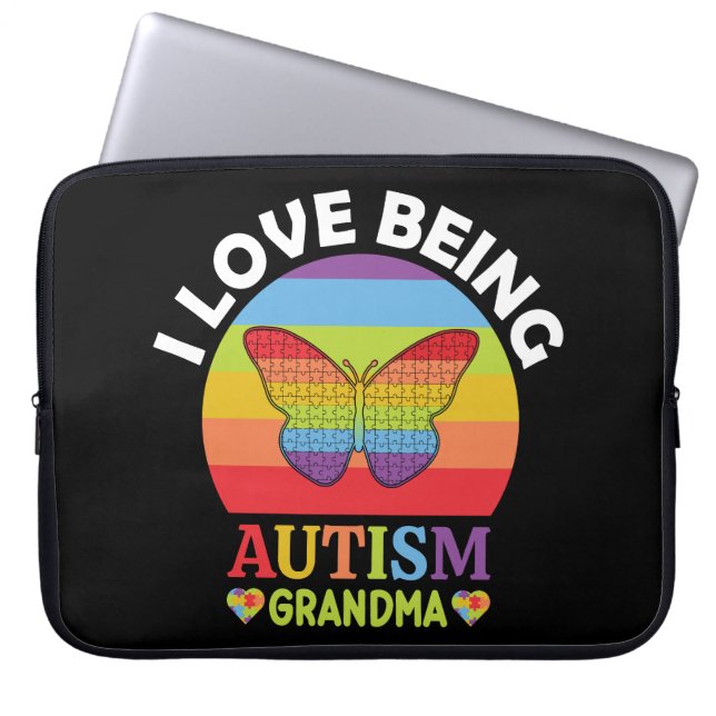 I Love Being Autism Grandma, Gift Autism Grandma Laptop Sleeve (Front)