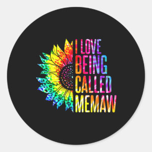 I Love Being Called Memaw Sunflower Tie Dye Mother Classic Round Sticker