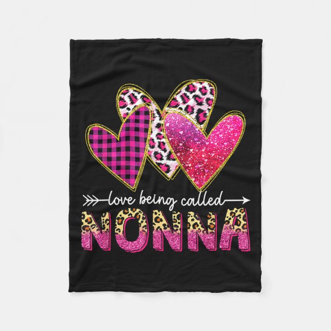 I Love Being Called Nonna Grandma Valentine Mother Fleece Blanket (Front)