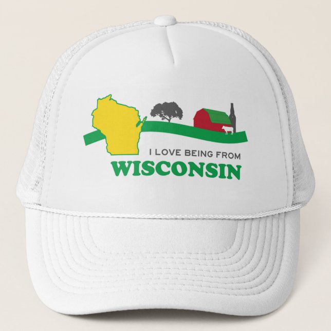 I love being from Wisconsin Trucker Hat Old School (Front)