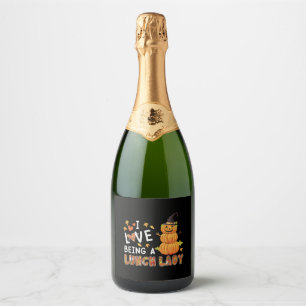 I Love Being Lunch Lady Halloween Pumpkin Costume Sparkling Wine Label
