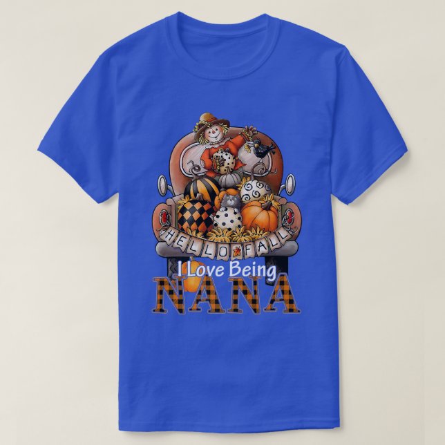 I Love Being Nana Plaid Truck Farmer Pumpkin Spice T-Shirt (Design Front)