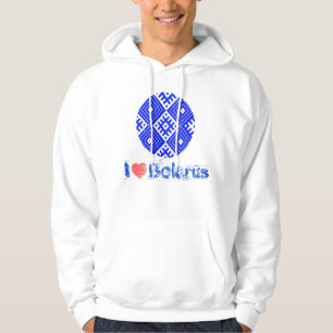 I Love Belarus Folk Pattern Вышиванка Беларусь Hoodie