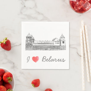 I Love Belarus Mir Castle Architecture Мирский Napkin