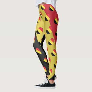 I Love Belgium Belgian Flag Hearts Pattern Funny Leggings