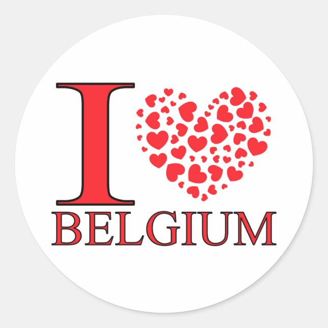 I Love Belgium Classic Round Sticker (Front)