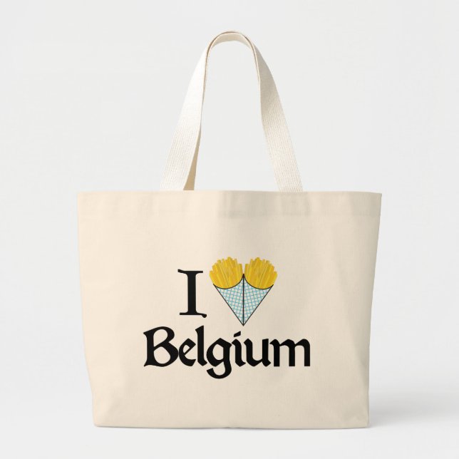 I Love Belgium Large Tote Bag (Front)