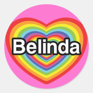I love Belinda: rainbow heart Classic Round Sticker