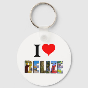 I Love Belise Heart Tropical Beach Travel Photos Key Ring