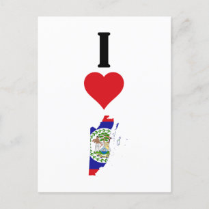 I Love Belise Vertical I Heart Country Flag Map Postcard