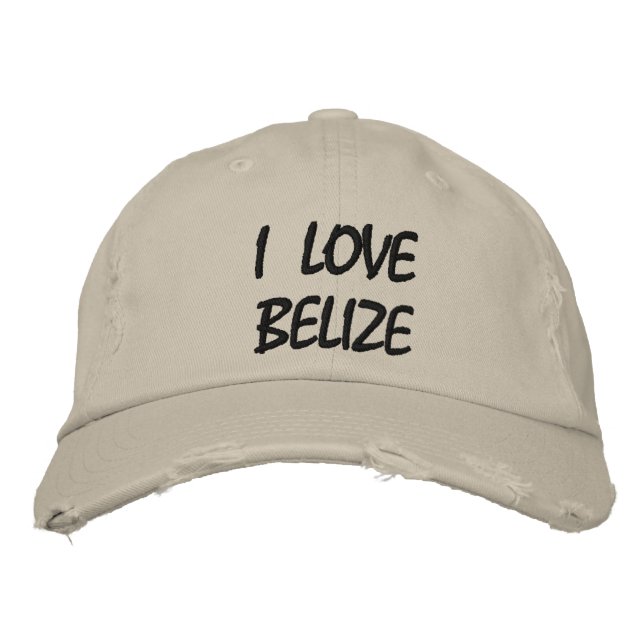 I LOVE BELIZE Distressed Baseball Cap (Front)