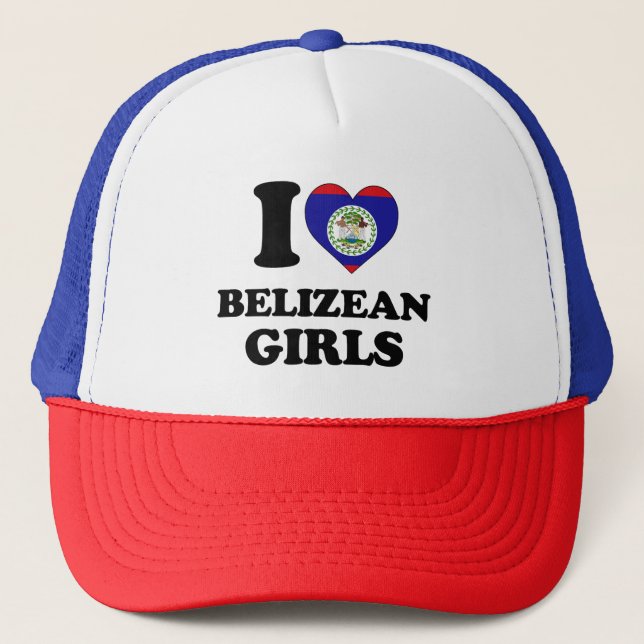 I love Belizean Girls Trucker Hat (Front)