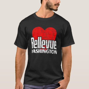 I Love Bellevue Washington Retro Big Heart Bellevu T-Shirt