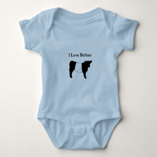 I Love Belties - Black White Belted Galloway Cows Baby Bodysuit
