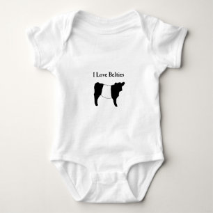 I Love Belties - Black White Belted Galloway Cows  Baby Bodysuit