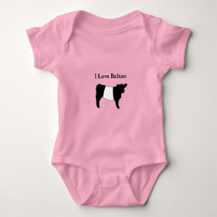 I Love Belties - Black White Belted Galloway Cows Baby Bodysuit