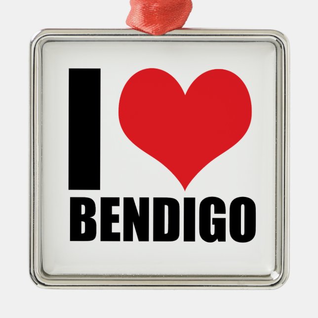 I love Bendigo Metal Ornament (Front)