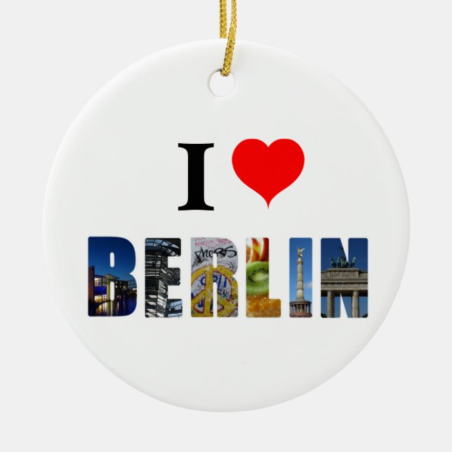 I Love Berlin Germany City Travel Photo Ceramic Ornament (Front)
