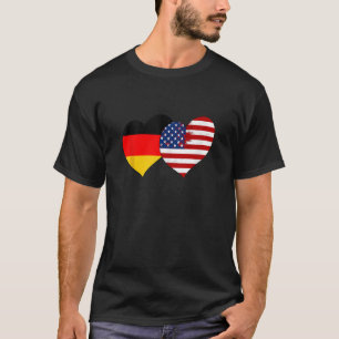I Love Berlin I Love USA Cool Germany USA Flag Hea T-Shirt