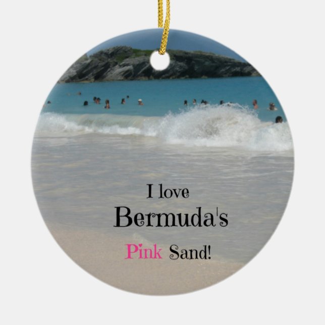 I love Bermuda's Pink Sand! Ceramic Tree Decoration (Front)