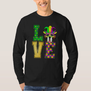 I Love Bernard Dog Mardi Gras Mask Funny Costume T-Shirt