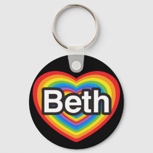 I love Beth. I love you Beth. Heart Key Ring
