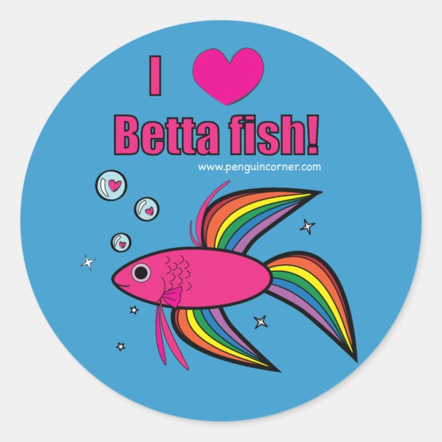 I Love Betta Fish! Classic Round Sticker (Front)