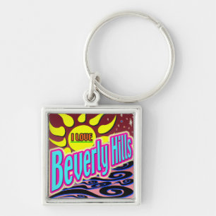 "I LOVE Beverly Hills" Night Sunshine" Keychain! Key Ring